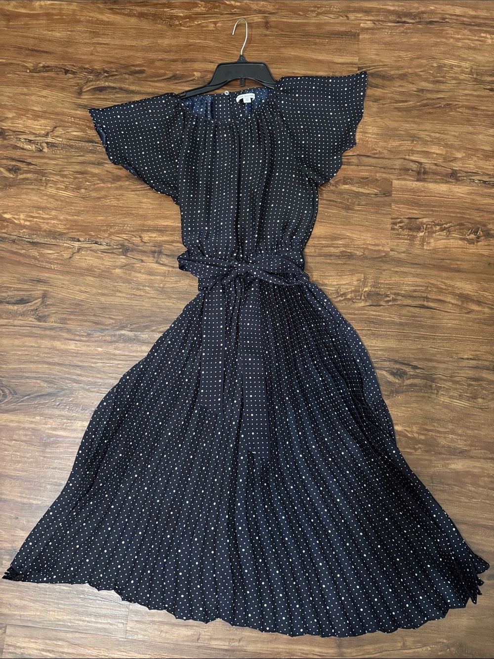 Black Polka Dot Maxi Dress with Tie Waist